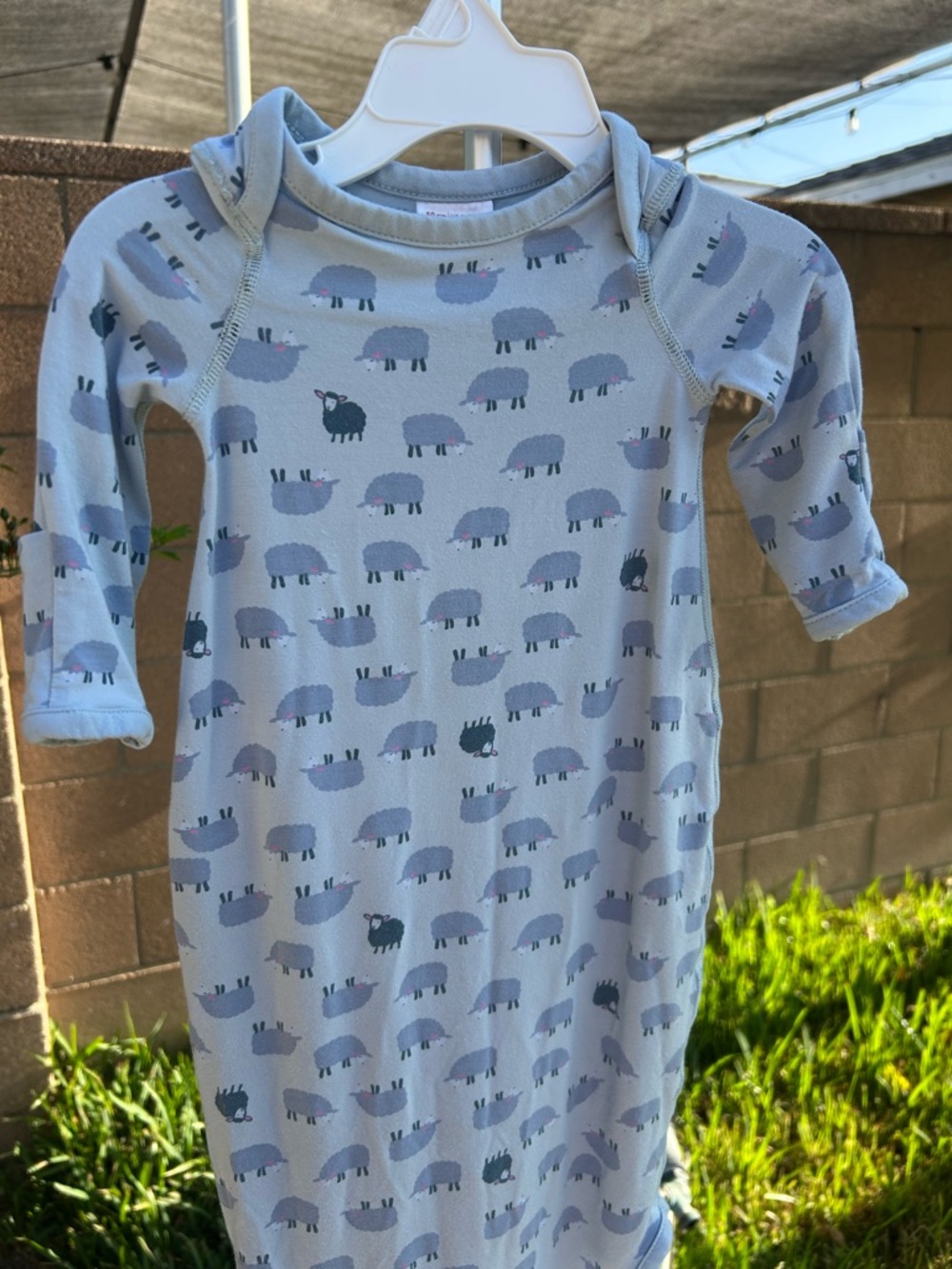 Hanna Andersson Light Blue Sleep Sack with Sheep Print and matching hat